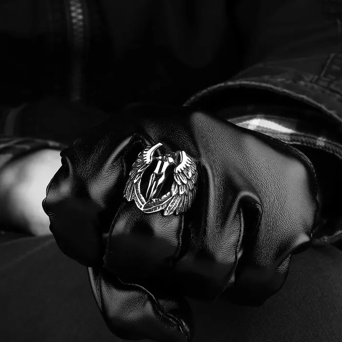 Yellow Chimes Rings Yellow Chimes Rings For Men Fashion Trendy Silver Oxidised Stainless Steel Metal Bikers Rings For Men And Boys Size 11