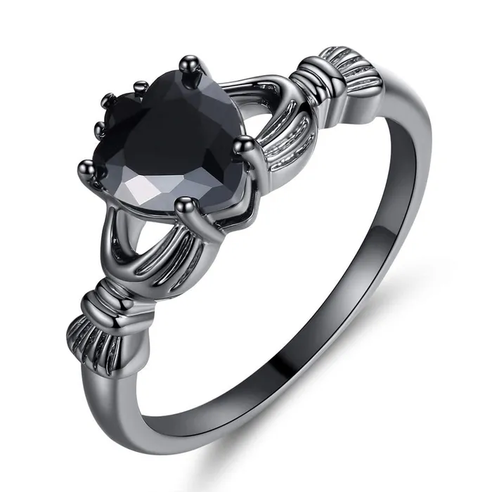 Yellow Chimes Rings Yellow Chimes Rings for Women Elegant Black Gun Plating Crystal Black Stoned Cut Heart Ring for Women Girls Size US 6 Yellow Chimes Rings Yellow Chimes Rings for Women Elegant Black Gun Plating Crystal Black Stoned Cut Heart Ring for Women Girls Size US 6