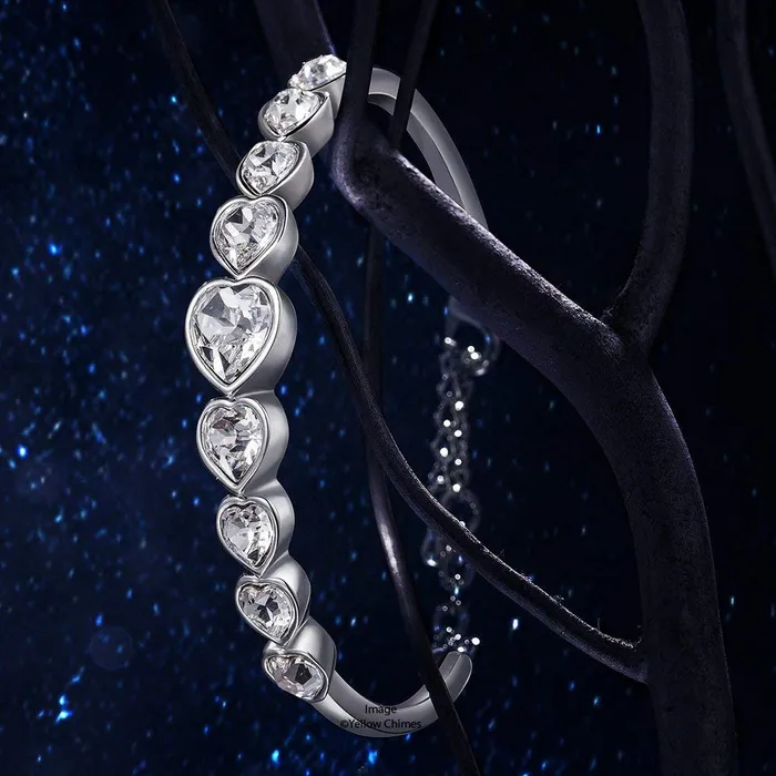 Yellow Chimes Rings Yellow Chimes Valentine Gift for Girls Bracelet for Women Girls A5 High Grade White Crystal Bracelets for women SIlver Toned Valentine Special Heart Bracelet for Girls
