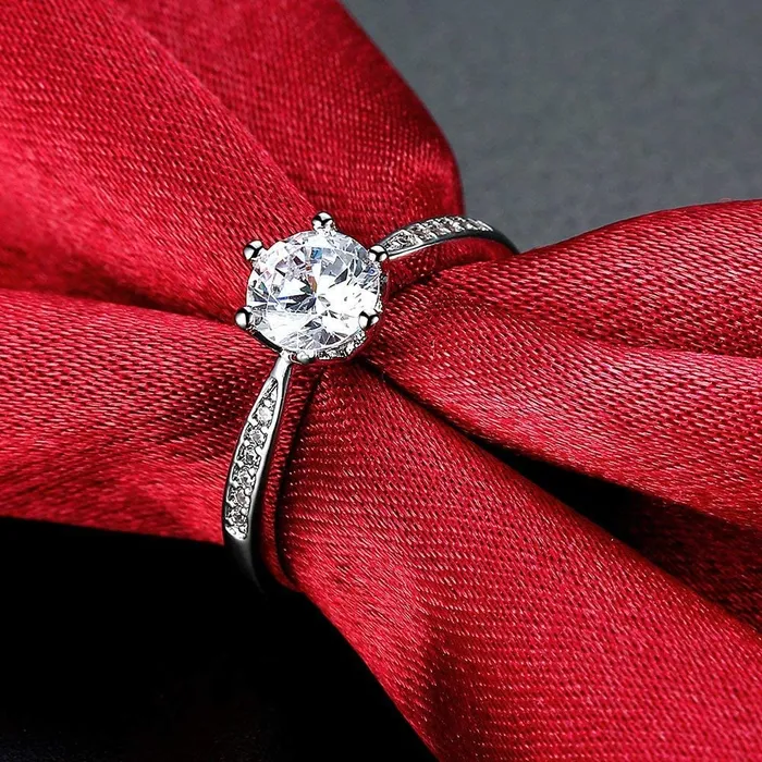 Yellow Chimes Rings Yellow Chimes Valentines Gift Combo of Crystals from Swarovski Silver Designer Ring in Red Velvet Rose Ring Box for Women and Girls