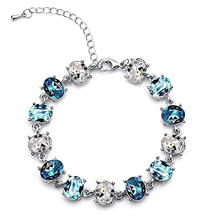 Yellow Chimes Rings Yellow Chimes Water Droplets Blue Crystal Charm Bracelet for Women and Girls Yellow Chimes Rings Yellow Chimes Water Droplets Blue Crystal Charm Bracelet for Women and Girls