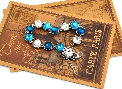 Yellow Chimes Rings Yellow Chimes Water Droplets Blue Crystal Charm Bracelet for Women and Girls