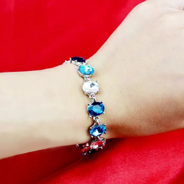 Yellow Chimes Rings Yellow Chimes Water Droplets Blue Crystal Charm Bracelet for Women and Girls