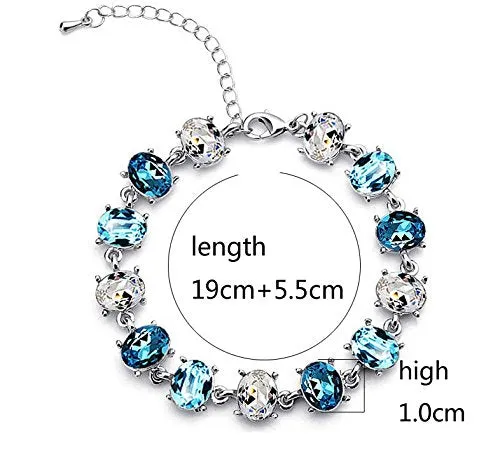 Yellow Chimes Rings Yellow Chimes Water Droplets Blue Crystal Charm Bracelet for Women and Girls