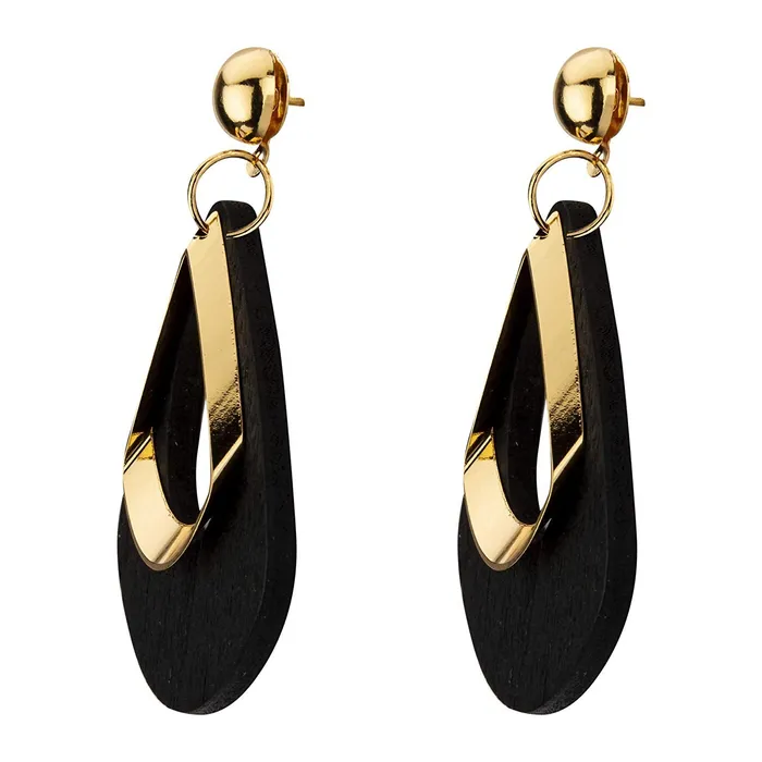 Yellow Chimes Rings Yellow Chimes Western Style Gold Plated Black Drop Earrings For Women and Girls