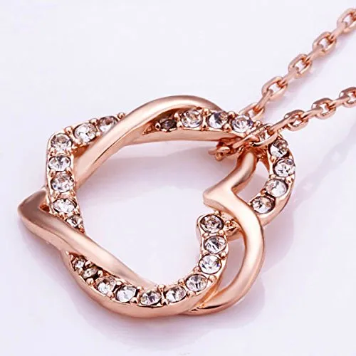 Yellow Chimes Rose Gold Pendant for Women Embracing HeartsinLove 18K Real Rose Gold Plated Crystal Pendant for Women and Girls Valentine Gift for Girls Yellow Chimes Earrings