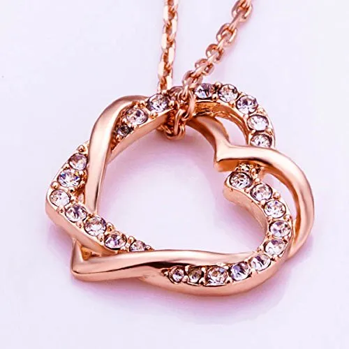 Yellow Chimes Rose Gold Pendant for Women Embracing HeartsinLove 18K Real Rose Gold Plated Crystal Pendant for Women and Girls Valentine Gift for Girls Yellow Chimes Earrings