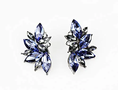 Yellow Chimes Silver Plated Blue Crystal Jacket Earrings for Women and Girls Yellow Chimes Earrings