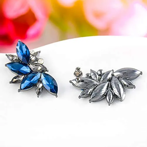 Yellow Chimes Silver Plated Blue Crystal Jacket Earrings for Women and Girls Yellow Chimes Earrings