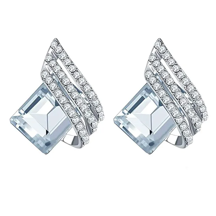 Yellow Chimes Silver Plated White Crystal Stud Earrings for Women Yellow Chimes Necklaces Yellow Chimes Silver Plated White Crystal Stud Earrings for Women Yellow Chimes Necklaces