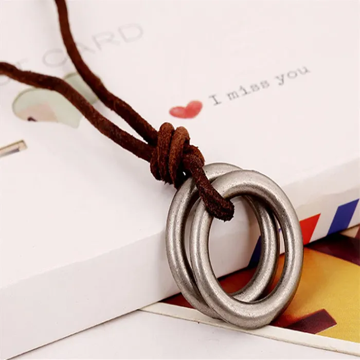 Yellow Chimes Stainless Steel Silver Circle Locket with Brown Leather Rope Pendant for Menand Boys Yellow Chimes Bracelets