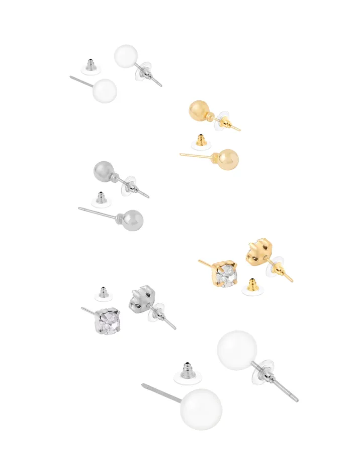 Yellow Chimes Stud Earrings for Women Fashion Gold Earrings for Girls Combo Set Studs Earrings Set Circle Shaped Women Earrings Birthday Anniversary Gift For Girls Wife Pearl Stud Yellow Chimes Earrings
