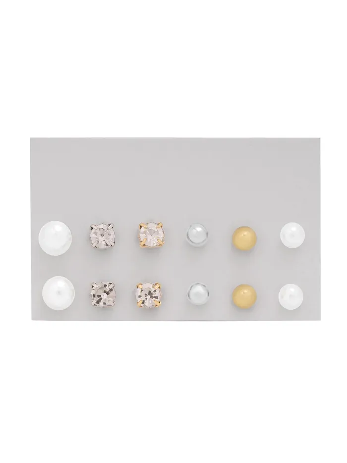 Yellow Chimes Stud Earrings for Women Fashion Gold Earrings for Girls Combo Set Studs Earrings Set Circle Shaped Women Earrings Birthday Anniversary Gift For Girls Wife Pearl Stud Yellow Chimes Earrings