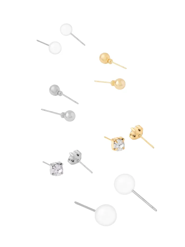 Yellow Chimes Stud Earrings for Women Fashion Gold Earrings for Girls Combo Set Studs Earrings Set Circle Shaped Women Earrings Birthday Anniversary Gift For Girls Wife Pearl Stud Yellow Chimes Earrings