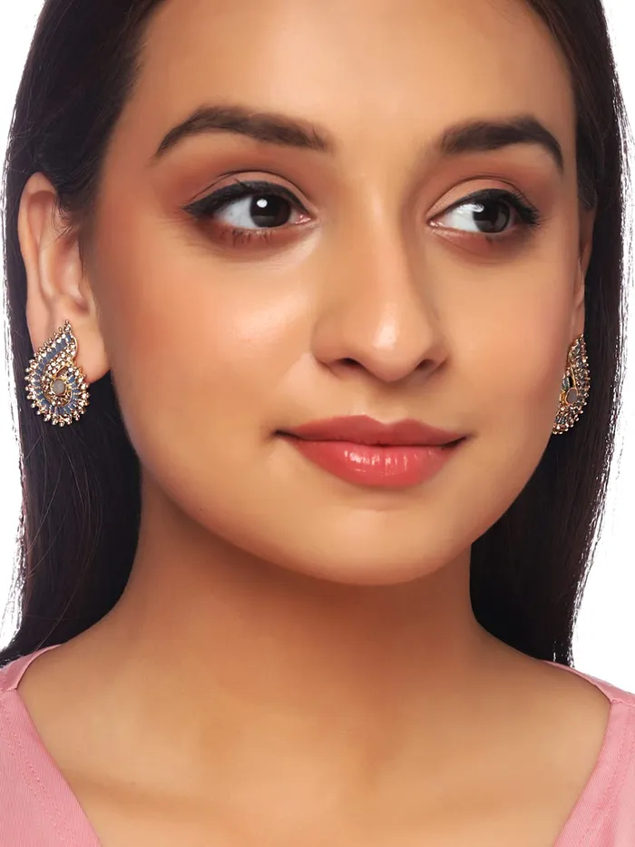 Yellow Chimes Stud Earrings for Women Set of 3 Pairs GoldPlated Studded Stone Multicolor Stud Earrings For Women and Girls Yellow Chimes Earrings