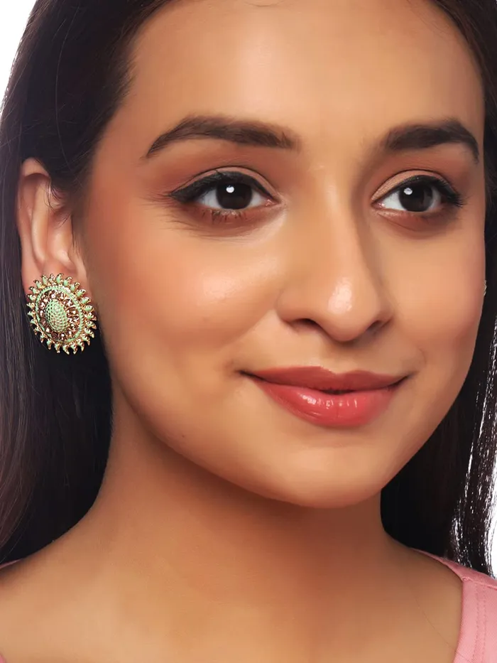Yellow Chimes Stud Earrings for Women Set of 3 Pairs GoldPlated Studded Stone Multicolor Stud Earrings For Women and Girls Yellow Chimes Earrings