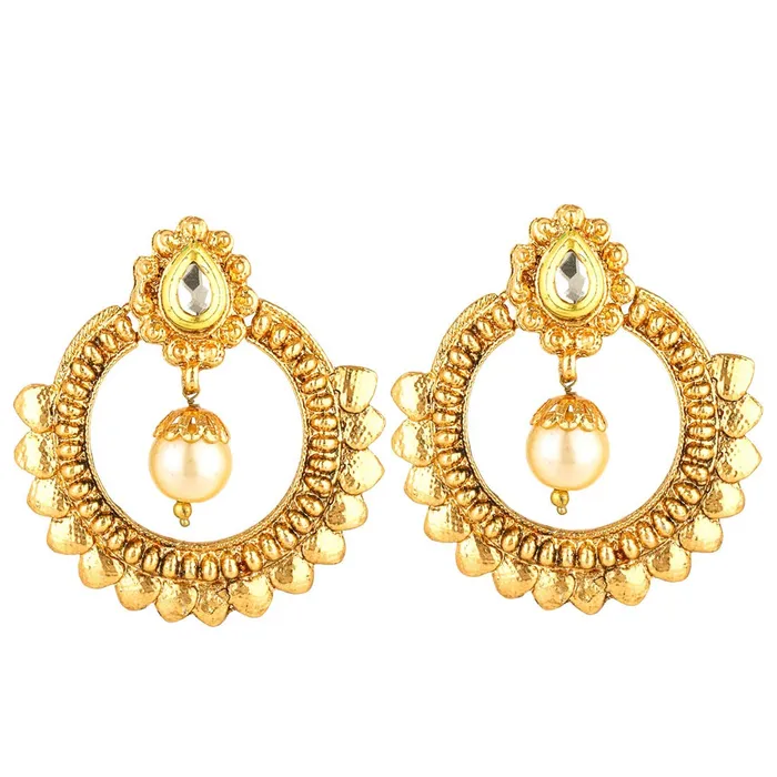 Yellow Chimes Stylish Fancy Traditional Kundan Jadau Chandbali Earrings for Women and Girls Yellow Chimes Necklaces Yellow Chimes Stylish Fancy Traditional Kundan Jadau Chandbali Earrings for Women and Girls Yellow Chimes Necklaces