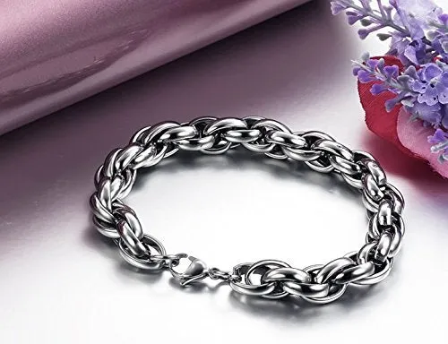 YELLOW CHIMES Tough Style Silver Stainless Steel Chain Designer Bracelet for Men and Boys Yellow Chimes Necklaces