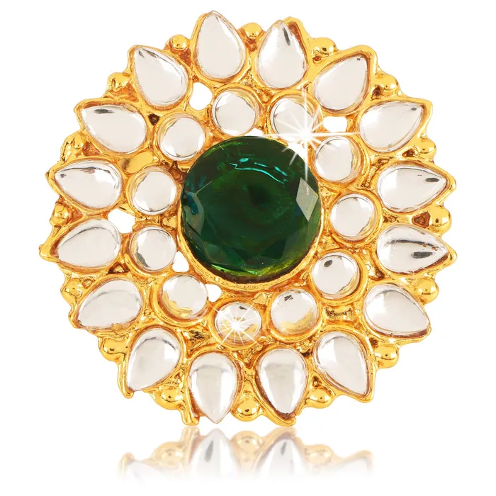 Yellow Chimes Traditional Ethnic Kundan Studded Gold Plated Cocktail Wedding Kundan Rings for Women Girls Yellow Chimes Earrings