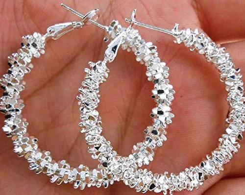Yellow Chimes Trending Collection Stylish Classic Design Big Circle Silver Plated Party Wear Hoop Earrings For Women and Girls Yellow Chimes Earrings
