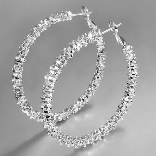 Yellow Chimes Trending Collection Stylish Classic Design Big Circle Silver Plated Party Wear Hoop Earrings For Women and Girls Yellow Chimes Earrings