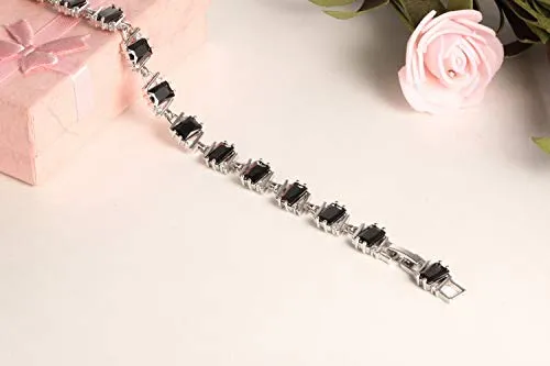 Yellow Chimes Women Crystal Bracelets Geometric Shaped Silver Toned Bracelets Blue CZ Crystals Bracelet For Woman Birthday Gift for Girls Women Anniversary Gift for Wife Yellow Chimes Rings