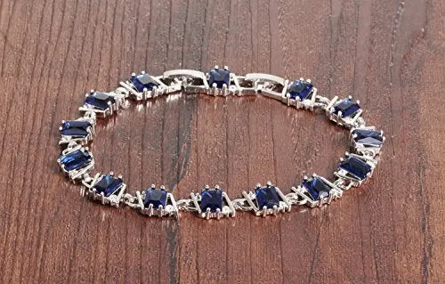 Yellow Chimes Women Crystal Bracelets Geometric Shaped Silver Toned Bracelets Blue CZ Crystals Bracelet For Woman Birthday Gift for Girls Women Anniversary Gift for Wife Yellow Chimes Rings