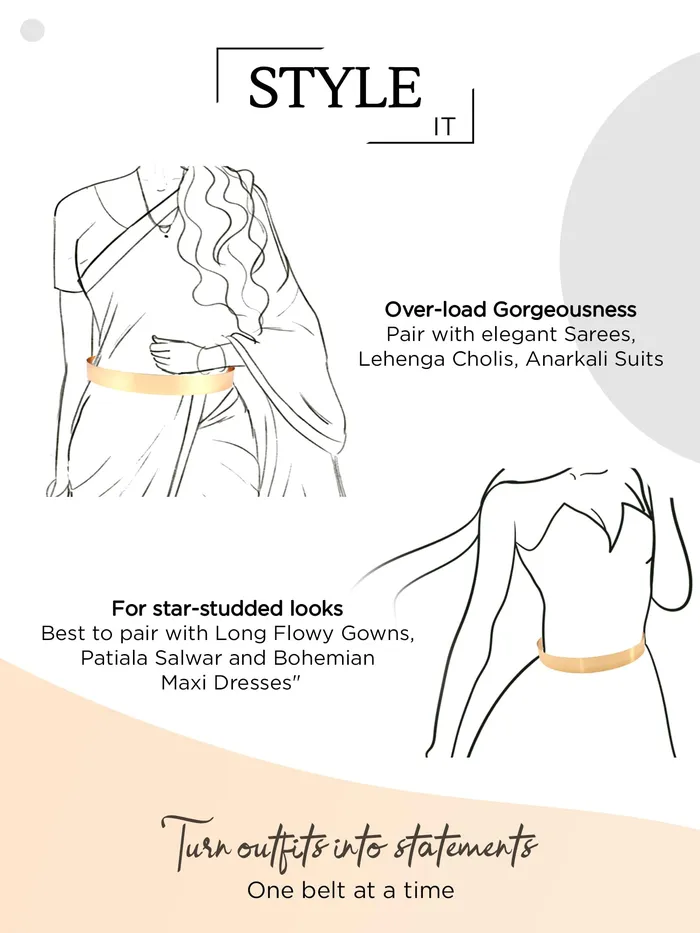 Yellow Chimes Womens Waist Belt Stretchy Black Hip Belt For Women Saree Kamarband I AdjustabIe Perfect For Western Ethnic Attire Addition To Your Wardrobe Design 8 Yellow Chimes Necklaces