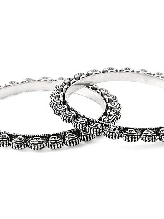 Yellow Chimes Womens Bracelets Oxidised Silver Combo Of 2 Kolhapuri Bangles Shell Design Bangles For Women Girls Yellow Chimes Earrings