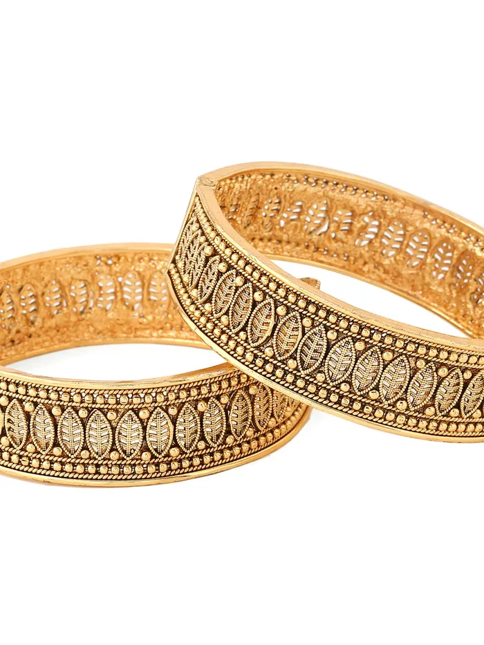 Yellow Chimes Yellow Chimes Bangles for Women Gold Toned White and Red Crystal Studded Set of 2 Bangles for Women and Girls Necklaces