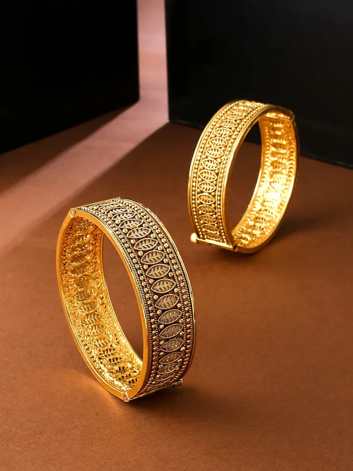 Yellow Chimes Yellow Chimes Bangles for Women Gold Toned White and Red Crystal Studded Set of 2 Bangles for Women and Girls Necklaces