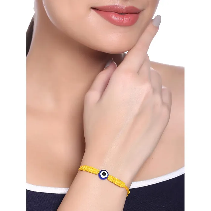 Yellow Chimes Yellow Chimes Beads Bracelet for Men Combo of 2 Pcs Evil Eye Black Beads Rudraksha Stretchable Bracelets for Men and Boys Necklaces
