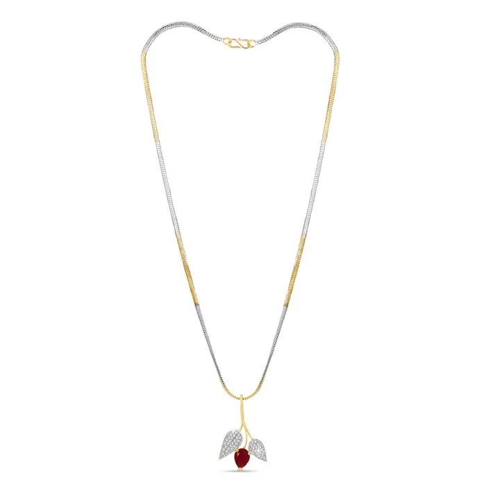 Yellow Chimes Yellow Chimes Classic Pink ADAmerican Diamond Studded 18K Gold Plated Designer Leafy Pendant Set with Earrings for Women Girls Earrings