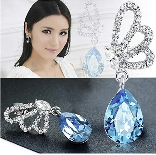 Yellow Chimes Yellow Chimes Drop Earrings for Women Blue Crystal Butterfly Drop Earrings Silver Plated Splendid Drop Earrings for Women and Girls Valentine Gift for Girls Bracelets