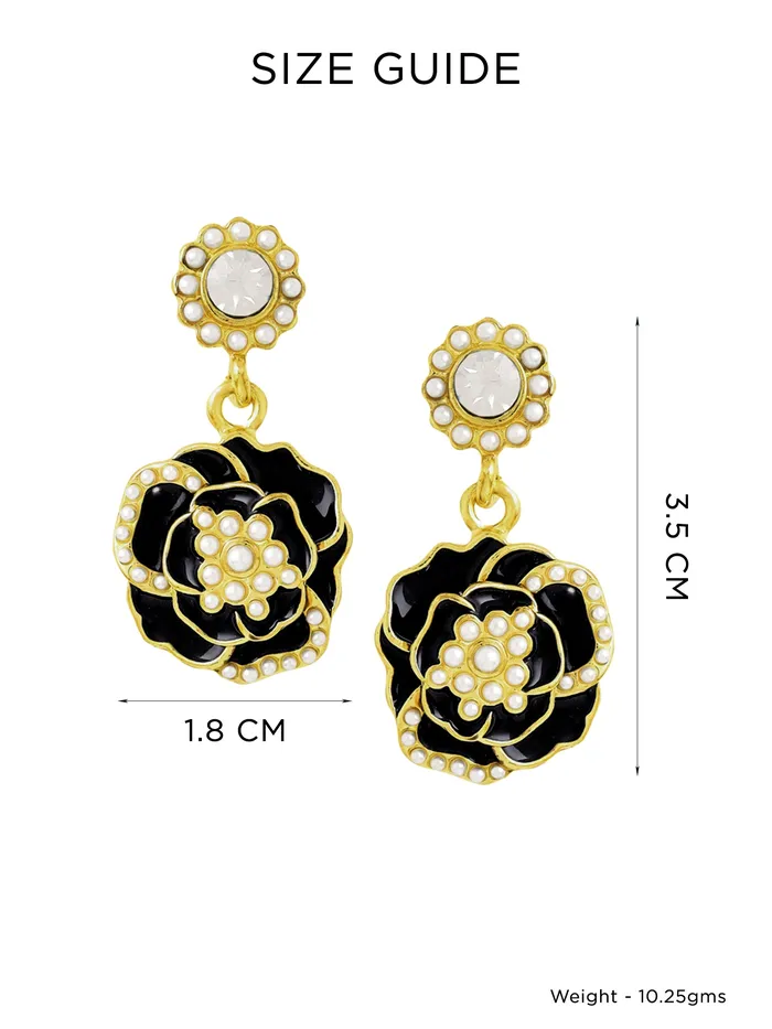 Yellow Chimes Yellow Chimes Drop Earrings for Women Fashion Earrings for Girls Black Floral Shaped Drop Earrings Western Style Women Earrings Birthday Gift For Women Girls Anniversary Gift for Wife Earrings