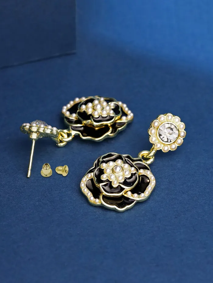 Yellow Chimes Yellow Chimes Drop Earrings for Women Fashion Earrings for Girls Black Floral Shaped Drop Earrings Western Style Women Earrings Birthday Gift For Women Girls Anniversary Gift for Wife Earrings