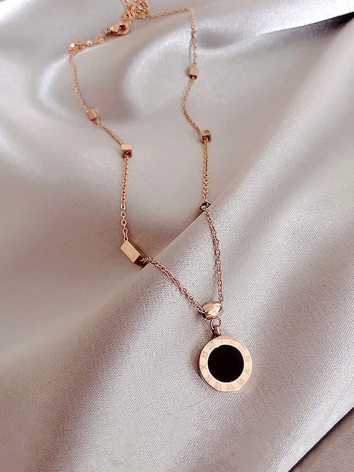 Yellow Chimes Yellow Chimes Dual Chain Necklace for Women Rose GoldPlated Stainless Steel Roman Numbers Changeable Pendant Necklace For Women and Girls Necklaces