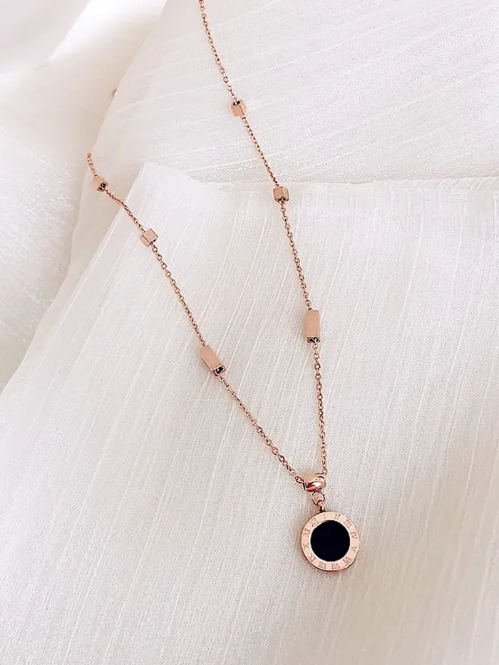 Yellow Chimes Yellow Chimes Dual Chain Necklace for Women Rose GoldPlated Stainless Steel Roman Numbers Changeable Pendant Necklace For Women and Girls Necklaces