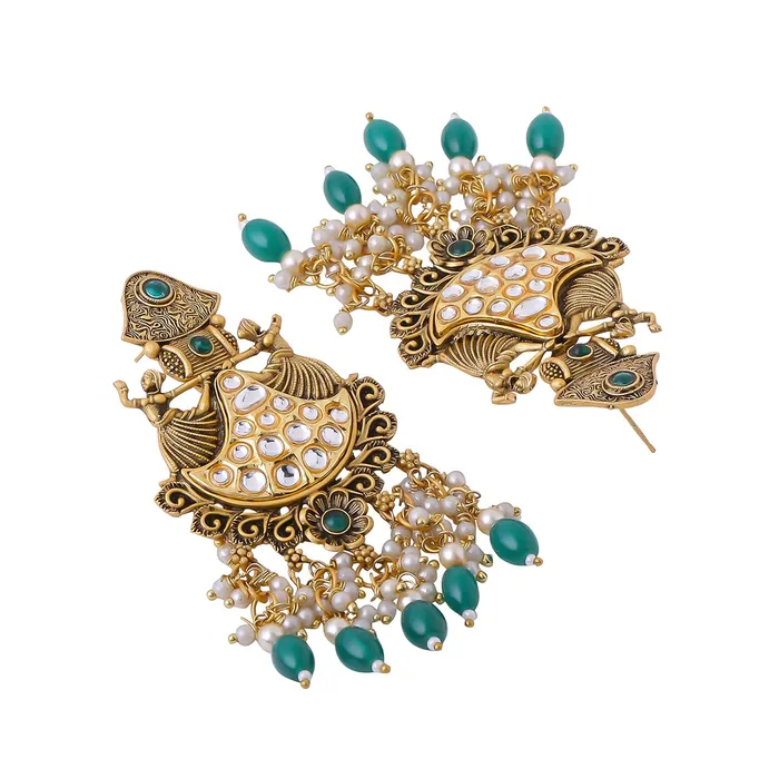 Yellow Chimes Yellow Chimes Earrings for Women and Girls Kundan Drop Earrings for Women Gold Plated Dancing Girls Designed Drop Earrings Birthday Gift for girls and women Anniversary Gift for Wife Earrings