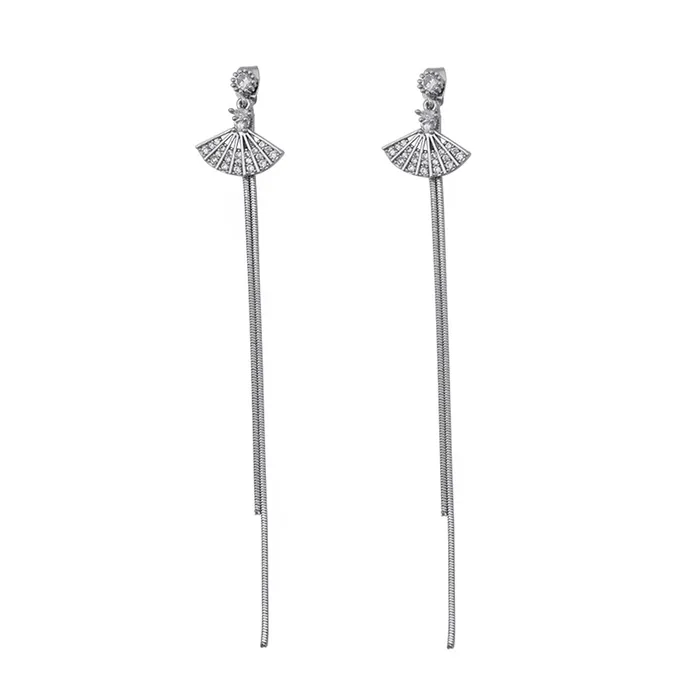 Yellow Chimes Yellow Chimes Earrings for Women and Girls Silver Crystal Dangler Silver Toned Long Chain Danglers Earrings for Women Birthday Gift for girls and women Anniversary Gift for Wife Earrings