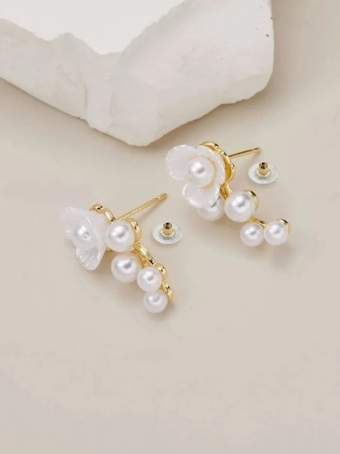 Yellow Chimes Yellow Chimes Earrings for Women and Girls Studs for Girls Gold Plated White Pearl Studded Stud Earrings Birthday Gift for girls and women Anniversary Gift for Wife Necklaces