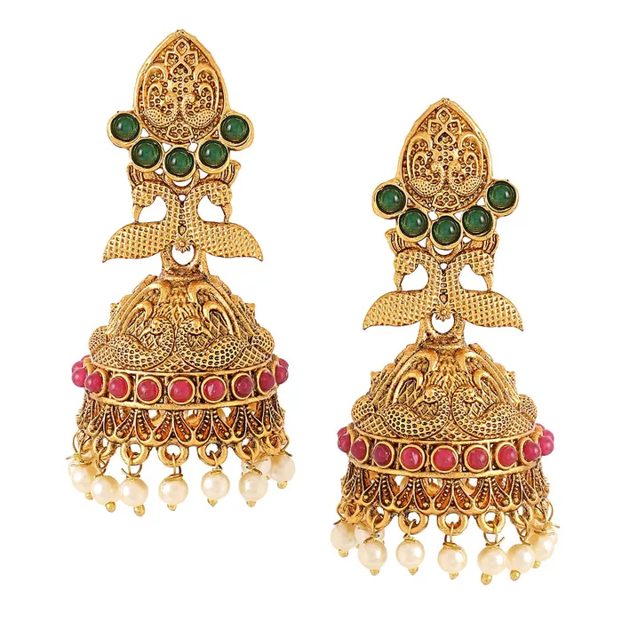 Yellow Chimes Yellow Chimes Earrings For Women Gold Tone Crystal Studded Pearl Drop Hanging Traditional Jhumka Earrings For Women and Girls Earrings Yellow Chimes Yellow Chimes Earrings For Women Gold Tone Crystal Studded Pearl Drop Hanging Traditional Jhumka Earrings For Women and Girls Earrings