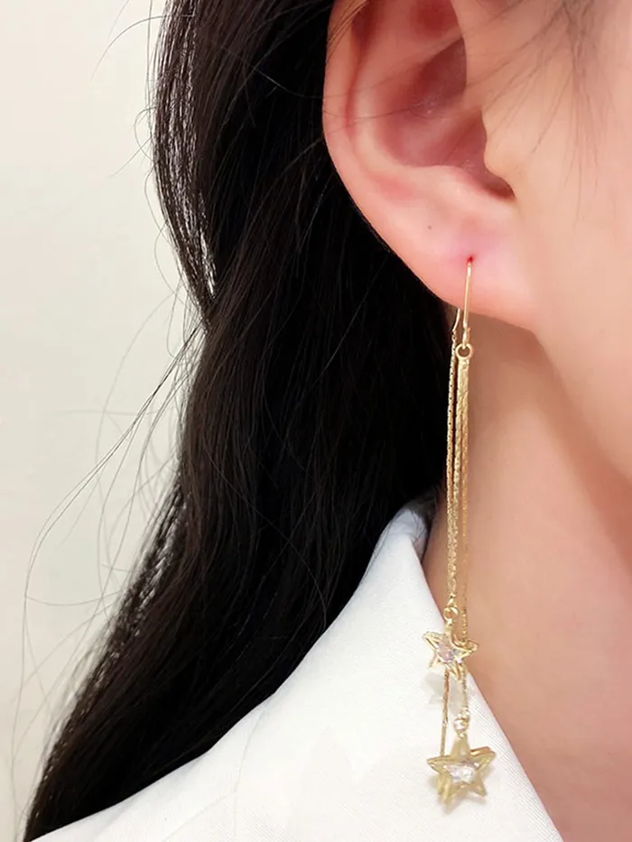 Yellow Chimes Yellow Chimes Earrings For Women Gold Tone Elegant Crystal Star Shape Dangle Earrings For Women and Girls Necklaces