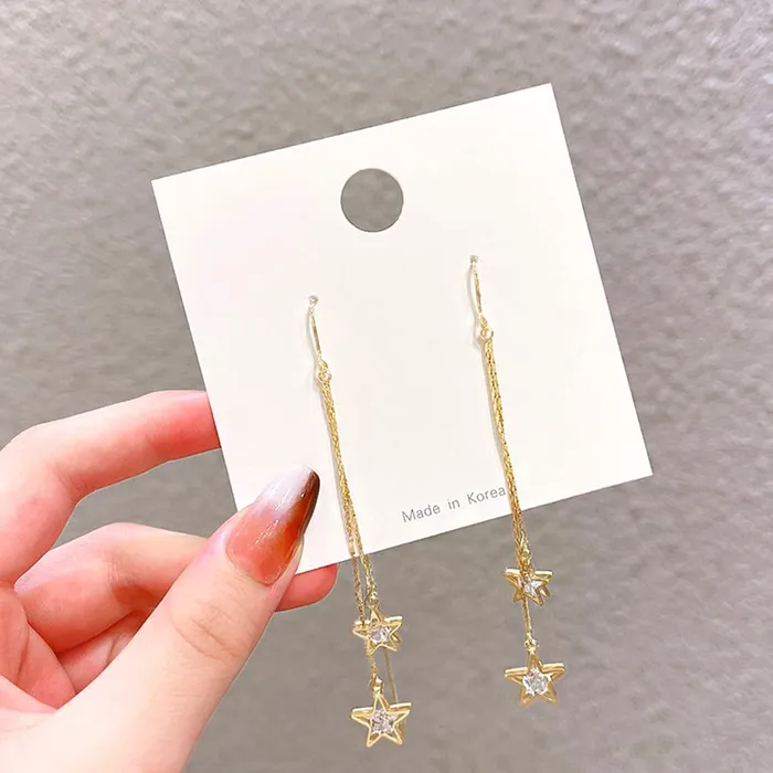 Yellow Chimes Yellow Chimes Earrings For Women Gold Tone Elegant Crystal Star Shape Dangle Earrings For Women and Girls Necklaces