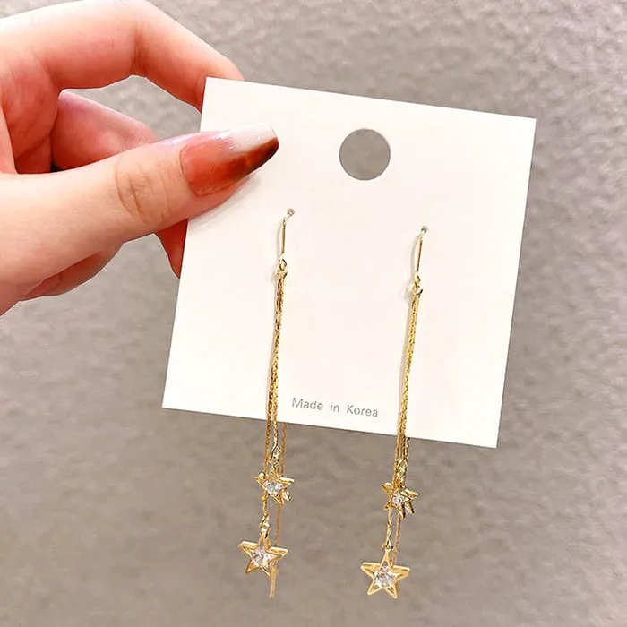 Yellow Chimes Yellow Chimes Earrings For Women Gold Tone Elegant Crystal Star Shape Dangle Earrings For Women and Girls Necklaces
