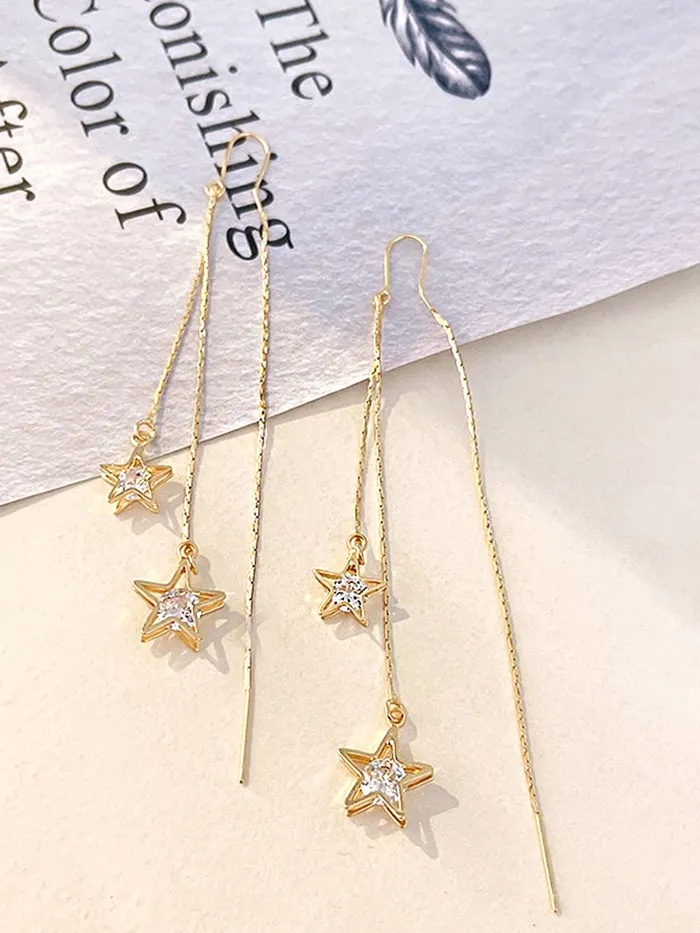 Yellow Chimes Yellow Chimes Earrings For Women Gold Tone Elegant Crystal Star Shape Dangle Earrings For Women and Girls Necklaces