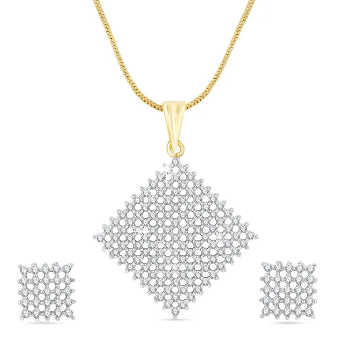 Yellow Chimes Yellow Chimes Elegant White ADAmerican Diamond Studded Gold Plated Designer Square Charm Pendant Set with Earrings for Women Girls Earrings Yellow Chimes Yellow Chimes Elegant White ADAmerican Diamond Studded Gold Plated Designer Square Charm Pendant Set with Earrings for Women Girls Earrings