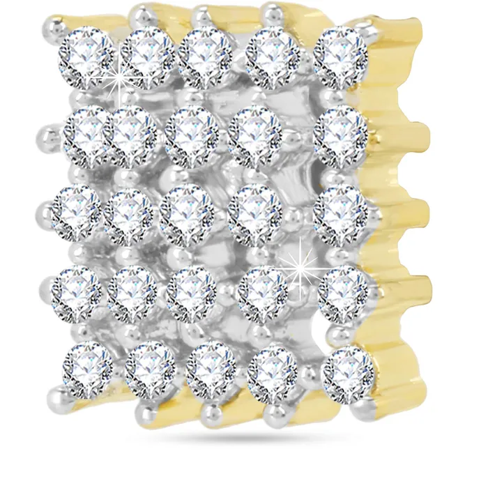 Yellow Chimes Yellow Chimes Elegant White ADAmerican Diamond Studded Gold Plated Designer Square Charm Pendant Set with Earrings for Women Girls Earrings