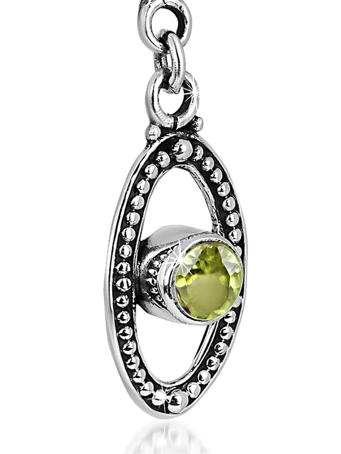 Yellow Chimes Yellow Chimes Gemstone Peridot Quartz 925 Sterling Silver Hallmark and Certified Purity Drop Earrings for Women and Girls Necklaces