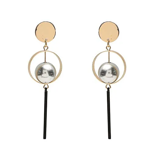 Yellow Chimes Yellow Chimes Geometric Asymmetry Circle Long Dangle Earrings For Women and Girls Earrings